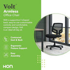 HON Volt Ergonomic Office Chair, Armless, Office Desk Computer Chair, Black