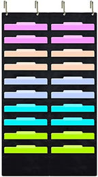 EAMAY Hanging File Folder Organizer Wall Mounted - 20 Pockets Wall File Folders, Office Supplies File Document Organizer Holder Pocket Chart for Offices, Classroom or Home Use