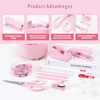 Gawsey Pink Desk Organizers and Accessories with Desk Organizer 360° Rotating Pen Holder and Office Supplies, Cute Stationery Supplies Set