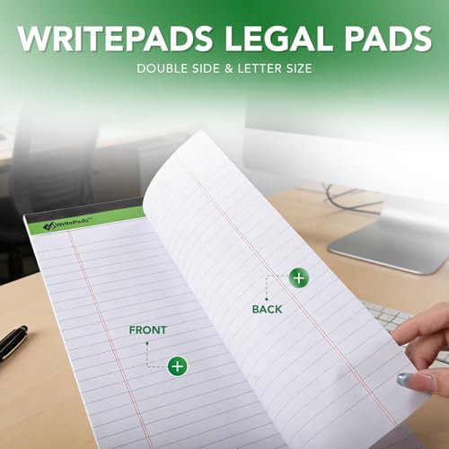 KAISA Legal Note pads 8.5 x 11，12pads 600 Sheets note pads Writing Pads Recycled Paper, Wide Ruled Perforated 50 sheets Premium Thick Paper Hard Back Notepads 8-1/2"x 11-3/4" Writing Tablet Canary For Office Supplies (Pack of 12pc)