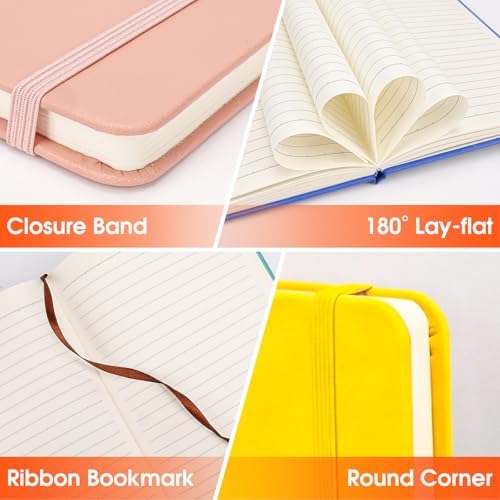 12 Pack Lined Journal Notebook for Work, 200 Pages, Medium 5.5 in x 8.3 in, 6 Colors A5 College Ruled, Hardcover Journaling Notebooks for Writing, Note Taking
