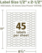 Avery EcoFriendly Matte White Recycled Barbell Labels, 0.5" x 2.5", Matte White Labels, Permanent Label Adhesive, Laser/Inkjet, 450 Printable Labels (Pack of 2)