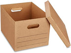Amazon Basics Moving and Storage Boxes with Handles and Lift-Off Lids, File Storage, Collapsible, 15x10x12 in, Brown, 20-Pack