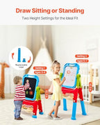 VEVOR Art Easel, 2-in-1 Double-Sided Art Painting Board with Magnetic Whiteboard & Chalkboard, Adjustable Standing Rotatable Detachable Writing & Drawing Board with Painting Accessories for Home