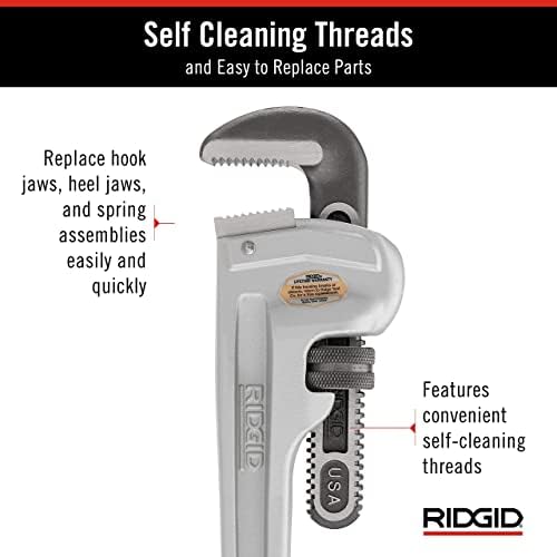 RIDGID 31100 Model 818 Aluminum Straight Pipe Wrench, 18-inch Plumbing Wrench