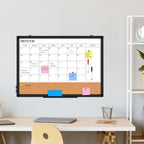 Calendar Whiteboard Dry Erase for Wall, 30" x 20" Month White Board Black