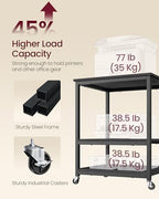 VASAGLE 3-Tier Printer Stand with Locking Wheels, Under Desk Printer Table