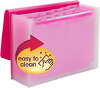 Smead Accordion File Organizer, Document Folder, 12 Divider, Pink/Clear