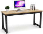 Tribesigns Computer Desk, Large Office Desk Computer Table Study Writing Desk for Home Office, Walnut + Black Leg, 63 X 23.6 inch