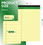 KAISA Yellow Legal Pads 12Pads 600 Sheets Writing Pads Recycled Paper 5"x8" Norrow Ruled Lined Paper Small Legal pad Perforated 50 sheets/pad Notepads Writing Tablet Canary For Office Supplies (Canary 12pads)