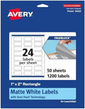 Avery TrueBlock Matte White Rectangle Labels, Sure Feed Technology, 1" x 2", 1,200 Matte White Labels, Print-to-The-Edge, Laser/Inkjet Printable, Great for Packaging and Product Merchandising