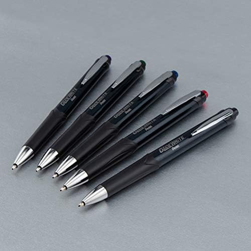 Pentel Glidewrite Signature Ballpoint Pen Black Barrel, (1.0mm) Medium Line, Black Ink, 12 Pens (BX930A-A)