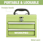 WORKPRO Portable Mini Metal Tool Box with 2 Drawers