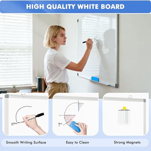 Double-Sided White Board Dry Erase Magnetic Whiteboard Wall 72x40 Large