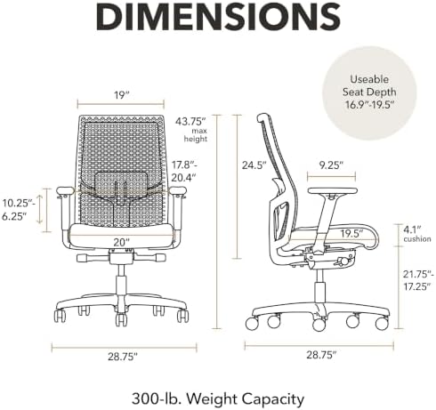 HON Ignition 2.0 ReActiv Ergonomic Office Chair, Lumbar Support, Ocean
