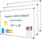 Double-Sided White Board Dry Erase Magnetic Whiteboard Wall 24x18, 3-Pack