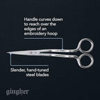 Gingher 6" Double-Curved Embroidery & Applique Scissors for Crafting