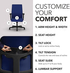 HON Ignition 2.0 Ergonomic Office Chair, Lumbar Support, Desk Chair, Cobalt
