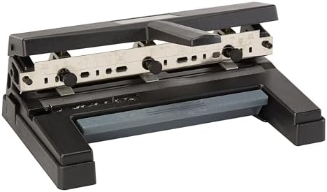 Swingline 3 Hole Punch Heavy Duty, 40 Sheet Capacity Three Hole Puncher 3 Ring, Adjustable 2-4 Hole Paper Punch, Black (74450)