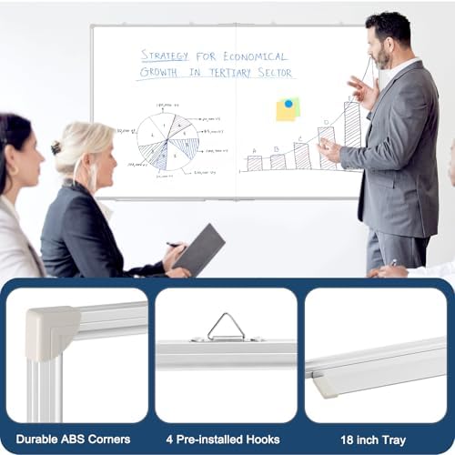 Double-Sided White Board Dry Erase Magnetic Whiteboard Wall 72x40 Foldable