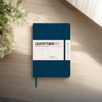 LEUCHTTURM1917 - Notebook Hardcover Medium A5-251 Numbered Pages for Writing and Journaling - Thinking Ahead (Plain Paper, Deep Sea)