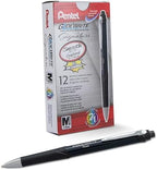 Pentel Glidewrite Signature Ballpoint Pen Black Barrel, (1.0mm) Medium Line, Black Ink, 12 Pens (BX930A-A)