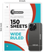 Rosmonde 172800 Sheets Loose Leaf Paper Bulk, 1152 Pack, Wide Ruled Paper
