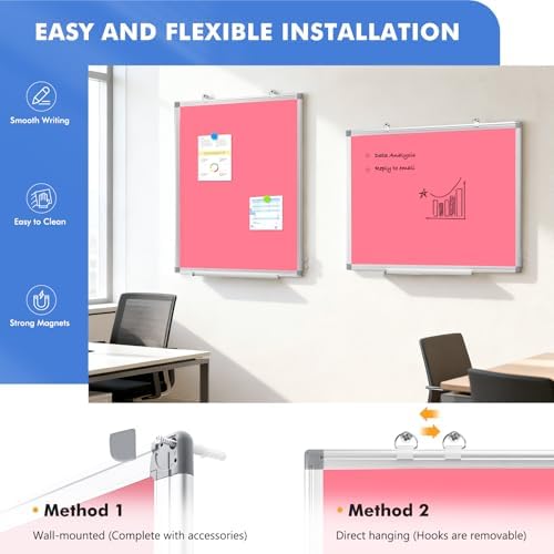 Double-Sided White Board Dry Erase Magnetic Whiteboard Wall 36x24 Pink