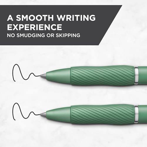 Sharpie S-Gel Gel Pens, Green Barrel, Black Ink, Medium Point (0.7mm), 4 Count - For Home, Office, College, Journaling, Drawing, Note-Taking, Writing