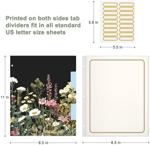 Rouidr 3 Ring Binder with clipboard, 1 inch 8.5 x 11 in Letter Size View Binders Organizer with Dividers Tabs & Clear Sleeves, School Supplies, Office Supplies