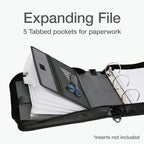 Oxford Zipper Binder with Pockets, 3 Inch Round Rings, Handle and Removable Shoulder Strap, 5-Tab Expanding File, Black & Navy (1006343)