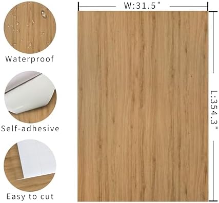 354"x31" Extra Wide Brown Wood Contact Paper Peel and Stick Wood Vinyl