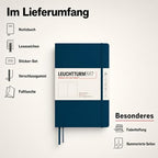 LEUCHTTURM1917 - Notebook Hardcover Medium A5-251 Numbered Pages for Writing and Journaling - Thinking Ahead (Plain Paper, Deep Sea)