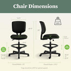 HON Volt Ergonomic Office Stool, Armless, Office Desk Computer Chair, Black