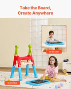 VEVOR Art Easel, 2-in-1 Double-Sided Art Painting Board with Magnetic Whiteboard & Chalkboard, Adjustable Standing Rotatable Detachable Writing & Drawing Board with Painting Accessories for Home