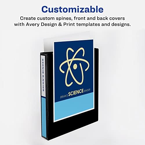Avery Heavy-Duty View 3 Ring Binder, 1" One Touch Slant Rings, Holds 8.5" x 11" Paper, 1 Black Binder (05300) (Pack of 12)