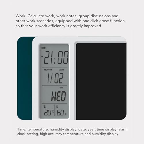 LCD Writing Tablet, 10 Inch Erasable Electronic Doodle Board with Digital Clock Calendar, Rechargeable Electronic Drawing Writing Board for Office Business and Home (White)