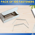 1InTheOffice Paper Fasteners, Prong Fasteners, Metal Fasteners, 2 Inch, 2.75" Center to Center, 100 Pieces/Pack, (100)