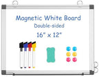Double-Sided White Board Dry Erase Magnetic Whiteboard Wall 16x12 Silver