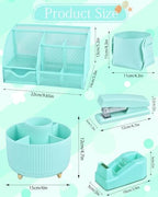 Green Desk Accessories and Organizers with Desk Organizer and 360°Rotating Pen Holder stapler Pen and a Lot of Office Green Office Supplies Beautifully Presented in a Gift Box