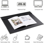 KINGFOM Ultra-Smooth PU Leather Desk Pad & Mat Office Desk Drawing & Writing Board A3/ A4 File Paper Clip Table Protector Mat on Top Large 24''x18'' (Black)