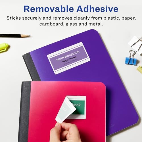 Avery® Rectangle Removable Labels, 2" x 4", Matte White, Sure Feed® Technology, Laser/Inkjet Compatible, 70 Printable Labels Total (6431)