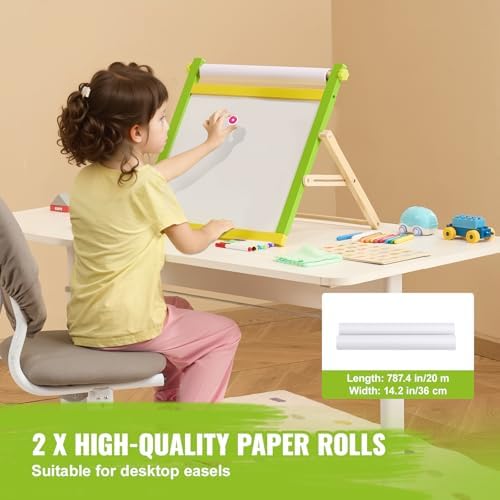 VEVOR Easel Accessory Set, 32 PCS Kid's Art Easel Painting Kit Including Chalks, Dry-Erase Markers & Paper Rolls, Supplies Set for Tabletop Art Easel, Painting Accessories for Toddlers Boys and Girls