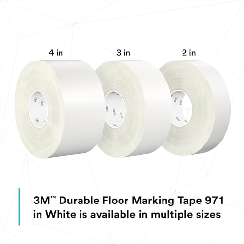 3M Durable Floor Marking Tape 971, White, 2 in x 36 yd, 17 mil, 1 Roll