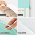 Heture Hardcover Notebooks, A5 Lined Journals Notebook for Writing 160 Pages, 8.2 x 5.5 inch, Classic Ruled Notebooks for College/Work/Travel (Green, 1 Pack)