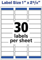 Avery Removable ID Labels, Sure Feed Technology, Removable Adhesive, 1" x 2-5/8", 5 Packs (6460)