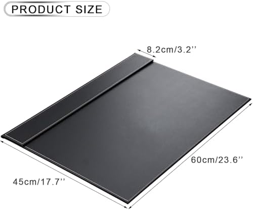 KINGFOM Ultra-Smooth PU Leather Desk Pad & Mat Office Desk Drawing & Writing Board A3/ A4 File Paper Clip Table Protector Mat on Top Large 24''x18'' (Black)