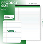 KAISA Legal Note pads 8.5 x 11，12pads 600 Sheets note pads Writing Pads Recycled Paper, Wide Ruled Perforated 50 sheets Premium Thick Paper Hard Back Notepads 8-1/2"x 11-3/4" Writing Tablet Canary For Office Supplies (Pack of 12pc)