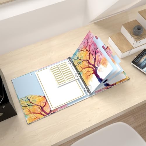 Rouidr 3 Ring Binder, 2 Inch Round Ring Binder Organizer with Clipboard, 5 Dividers Tabs, A4 8.5 x 11 Inch Paper & Clear Sleeves for School, Office Supplies