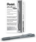 Pentel Clic Eraser Grip, Retractable Eraser, Black Barrel, Box of 12 (ZE22A)